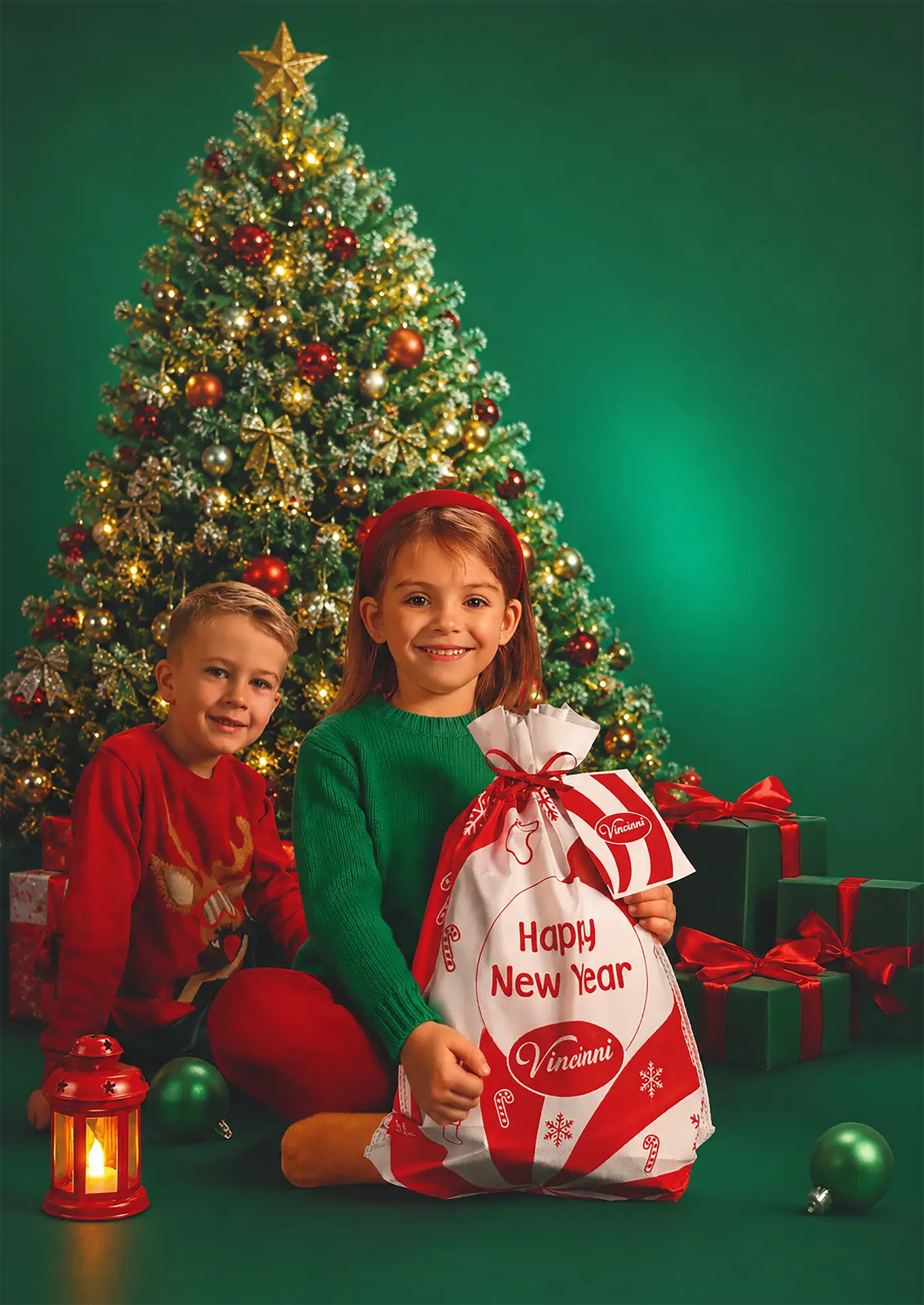 Children with the Vincinni Happy New Year gift bag